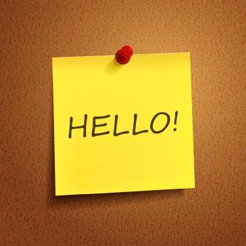 Hello word on post-it Stock Illustration