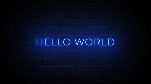 Hello World neon glow text typography animation 4k video Stock Footage 283861040