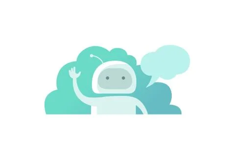 Hello World Programmer robot, waving his hand and saying Stock Illustration
