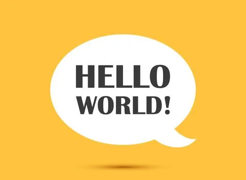 Hello world speech bubble icon in flat style. Hi message vector illustratio.. Stock Illustration