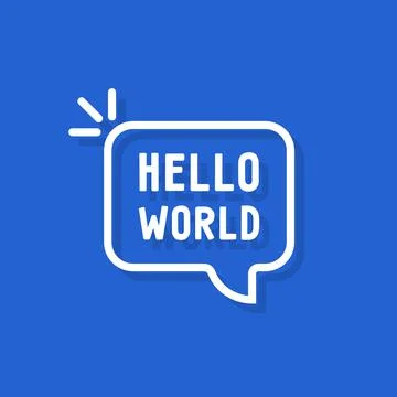 Hello world text in speech bubble Stock Illustration