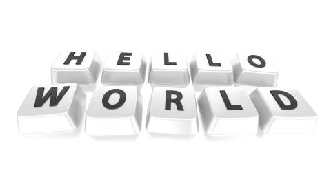 Hello world written in black on white computer keys. 3d illustration. isolate Stock Illustration