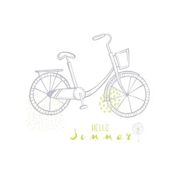 Hellor summer. Vector sketch illustration with bike Stock Illustration