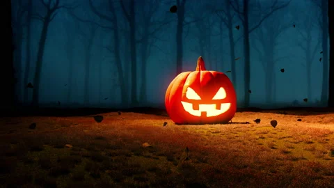 Helloween forest pumpkin Stock Footage 219504577