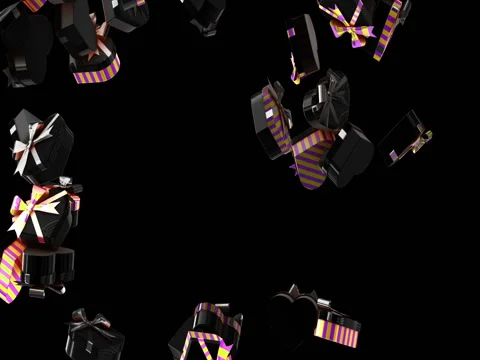 Helloween gifts falling slow motion fill the screen Stock Footage 83537579
