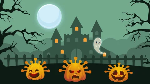 Helloween green pumpkin corona Stock Footage 138985279