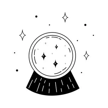 Helloween hand drawn black magic ball icon in doodle style Stock Illustration