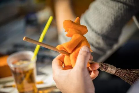Helloween pumpkin carving Stock Photos