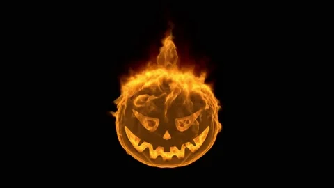 Helloween Pumpkin Fire Stock Footage 135832137