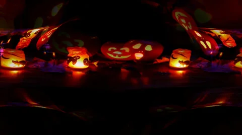 Helloween - Pumpkins and Lanterns on a Table Stock Footage 29415327