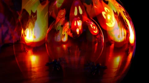 Helloween - Pumpkins and Lanterns on a Table Stock Footage 29415774