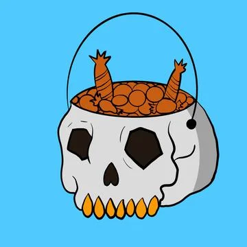 Helloween skull with candy inside illustration background blue Stock Illustration