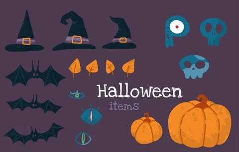 Helloween vector stock illustration with halloween stuff Stock Illustration
