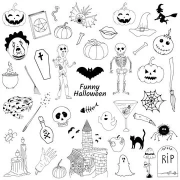 Helloweendoodle Illustrazione stock