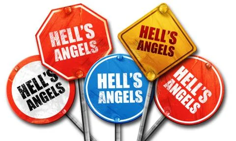 Hell's angels, 3D rendering, street signs Stock Illustration