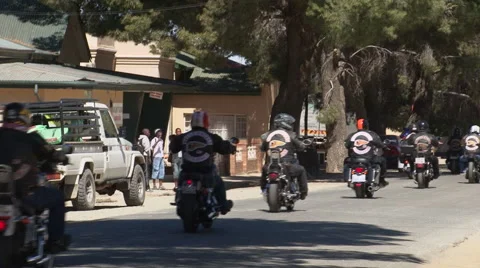 Hells Angels Drive through town Video stock 59910926
