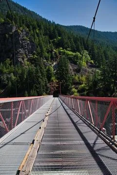 The Hell's Gate Suspension Bridge over the Fraser River.   BC Canada Stock Photos