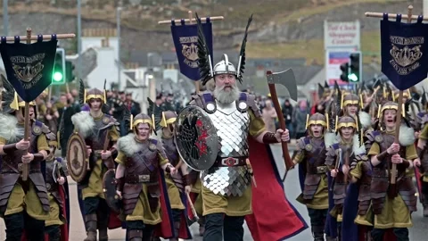 Up helly aa DAY LONG LENS Stock Footage 301074277