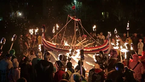 Up Helly AA junior procession Stock Footage 300857842