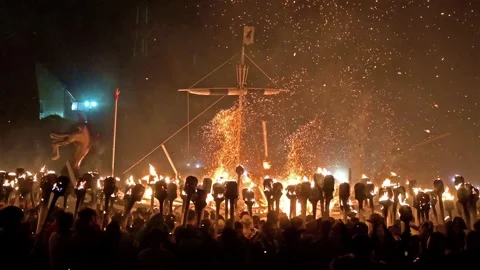 Up Helly aa slow mo 08 Stock Footage 300858763