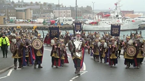 Up helly aa slow mo day 700 Stock Footage 301078090