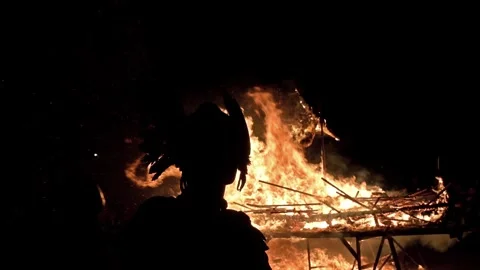 Up helly aa slow mo Stock Footage 300858186
