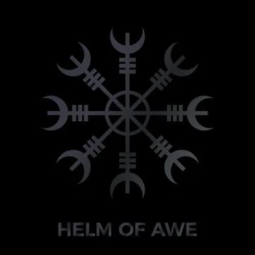 Helm of Awe or helm of terror sign. Aegishjalmur. Icelandic symbol of protection Stock Illustration