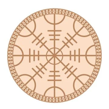 Helm of Awe or Helm of Terror. Norse mythology. Icelandic magical stave. Gald Stock Illustration