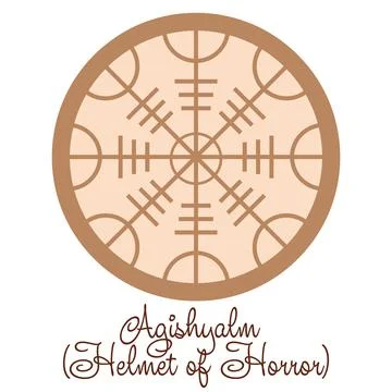 Helm of Awe or Helm of Terror. Norse mythology. Icelandic magical stave. Gald Stock Illustration