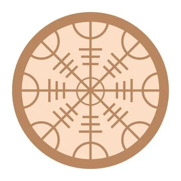 Helm of Awe or Helm of Terror. Norse mythology. Icelandic magical stave. Gald Stock Illustration