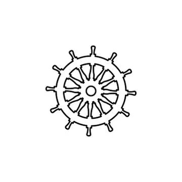 Helm Line Icon In Flat Style Vector For App, UI, Websites. Black Ship Wheel Stock Illustration