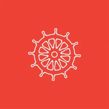 Helm Line Icon On Red Background. Red Flat Style Vector Illustration Illustrazione stock