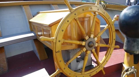 Helm of sailing boat. Stock Footage 40323235