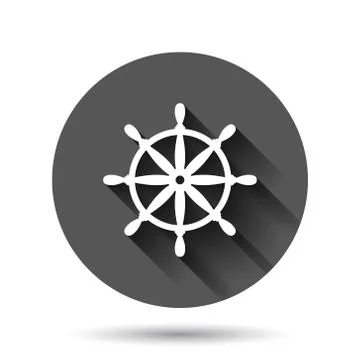 Helm wheel icon in flat style. Navigate steer vector illustration on black ro イラスト素材