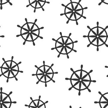 Helm wheel icon in flat style. Navigate steer vector illustration on white is イラスト素材