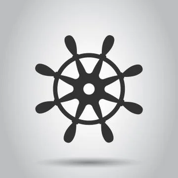 Helm wheel icon in flat style. Navigate steer vector illustration on white is イラスト素材