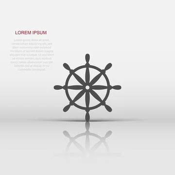 Helm wheel icon in flat style. Navigate steer vector illustration on white .. イラスト素材