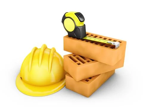 Helmet and bricks Stock Illustration
