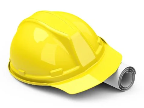 Helmet and construction drawing Stock Illustration