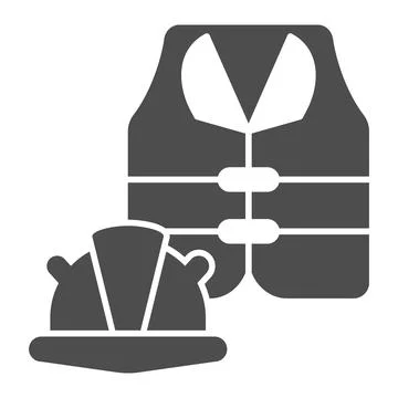 Helmet and vest solid icon, labour day concept, work wear for builder sign on Stock Illustration
