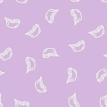 Helmet builder hat accessory line vector seamless pattern Stock Illustration