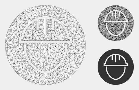 Helmet Circle Vector Mesh 2D Model and Triangle Mosaic Icon Stock-Illustration