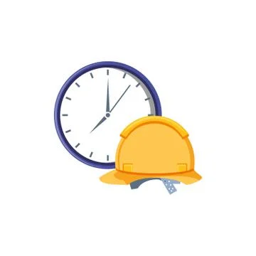 Helmet construction protection with clock time Stock Illustration