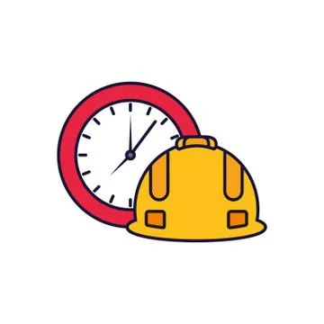 Helmet construction protection with clock time Stock Illustration
