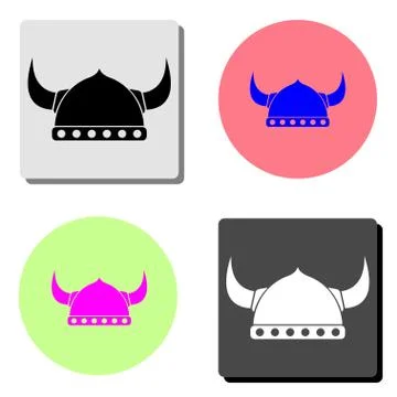 Helmet with horn. flat vector icon Stock Illustration
