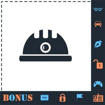 Helmet icon flat Stock Illustration