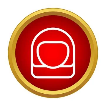 Helmet icon with gold frame in red circle Stock Illustration