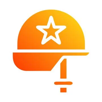 Helmet icon solid gradient red style military illustration vector army elem.. Stock Illustration