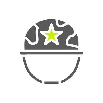 Helmet icon solid grey vibrant green colour military symbol perfect. Stock Illustration