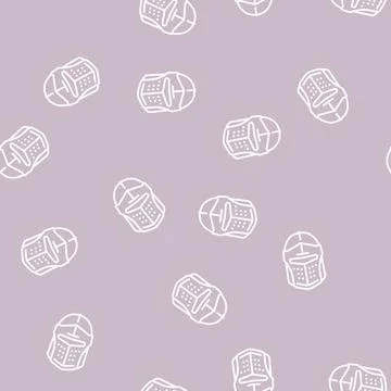 Helmet knight line seamless pattern Stock Illustration